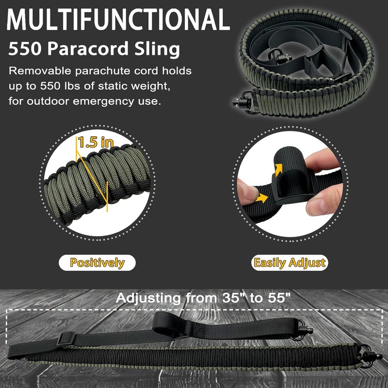 VVAAGG Two-Point Sling with QD Swivels, Durable Anti-Slip 2 Point QD Sling with Adjustable Length Strap - Image 3